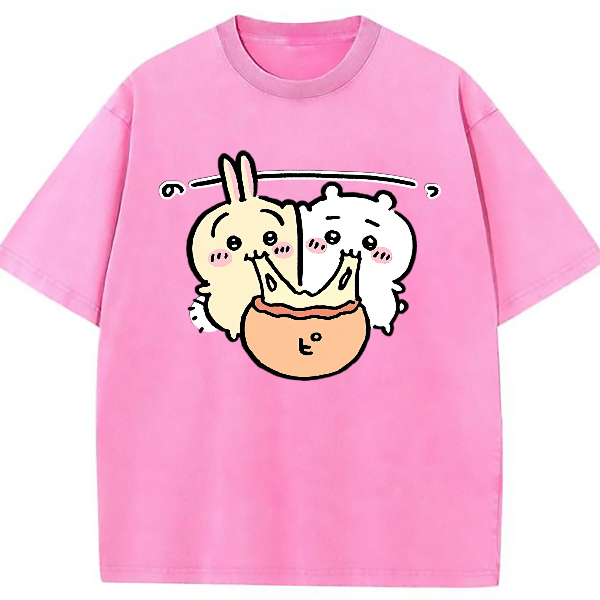 （画像用） ちいかわ うさぎ Chii-kawa usagi 綿100% ヴィンテージ風 半袖Tシャツ（フロントプリント）